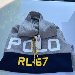 Polo Ralph Lauren RL-67 Spell Out Double Knit Hoodie Sweatshirt Sweater Men’s S